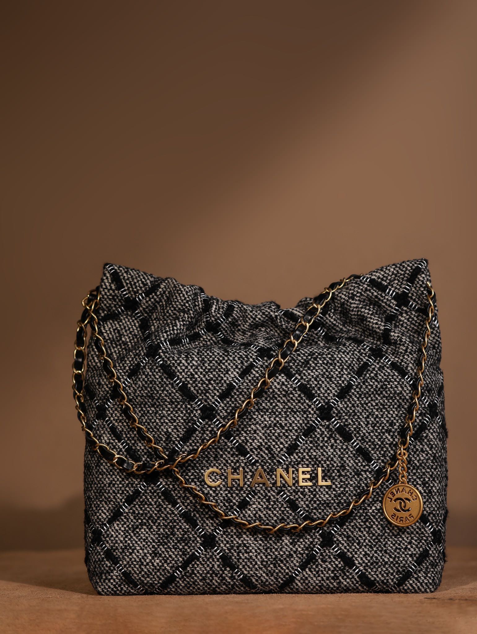 Chanel 22 Handbag Woolen Weavin Small 