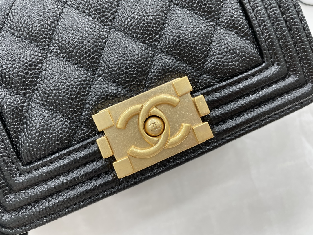 Chanel 22A Mini Boy Bag Black with Gold