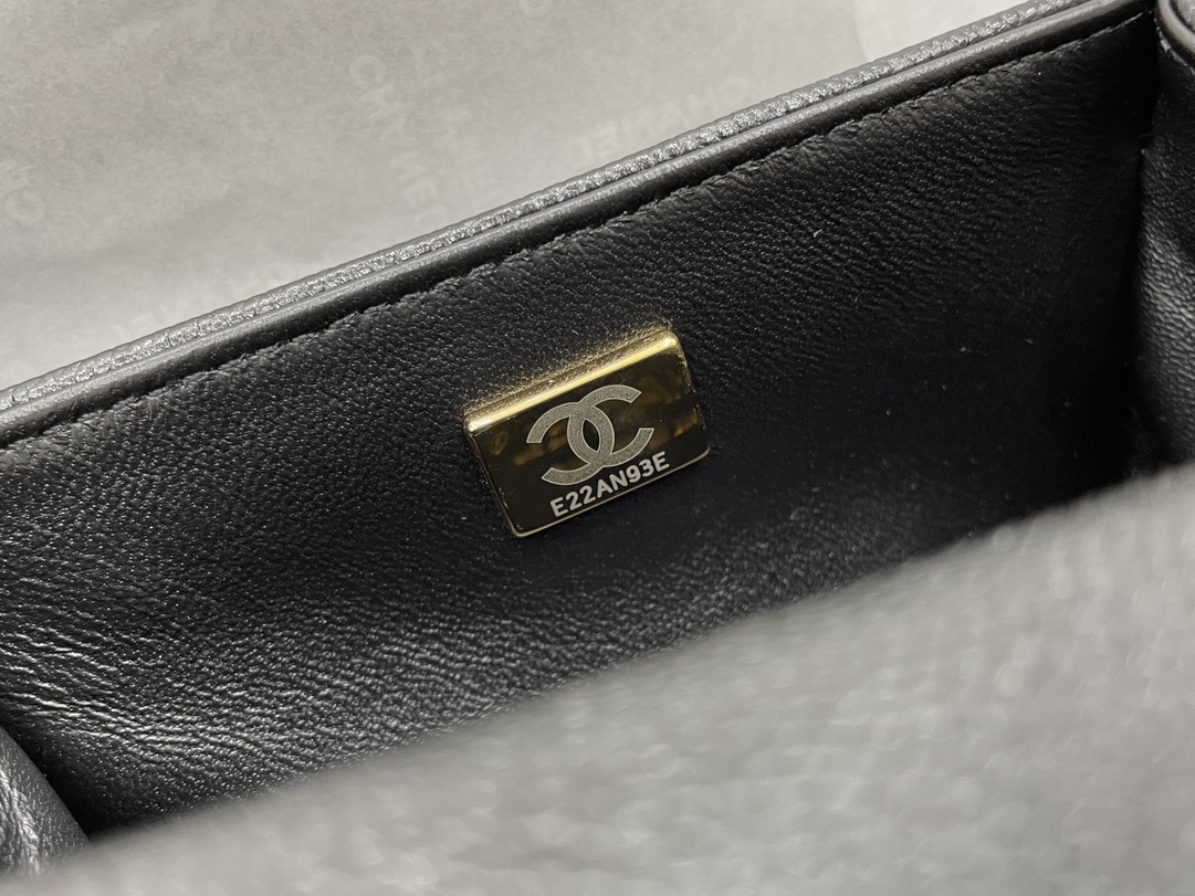 Chanel 22A Mini Boy Bag Black with Gold