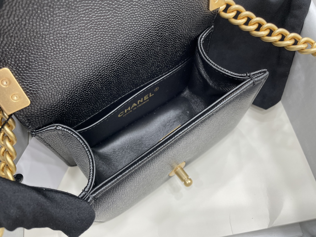 Chanel 22A Mini Boy Bag Black with Gold