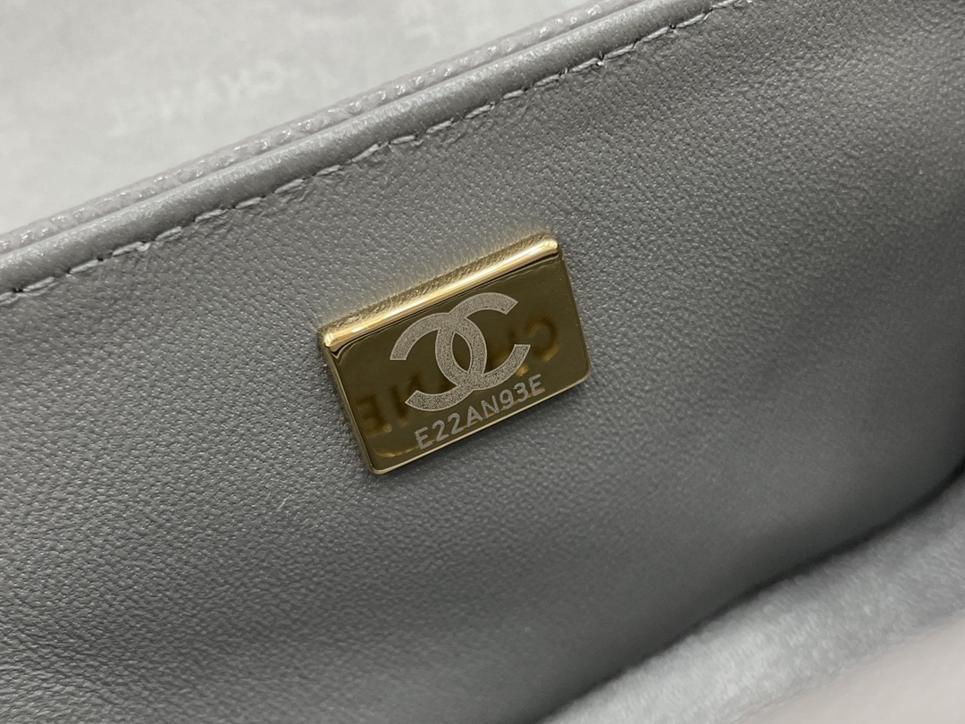 Chanel 22A Mini Boy Bag Gray with Gold