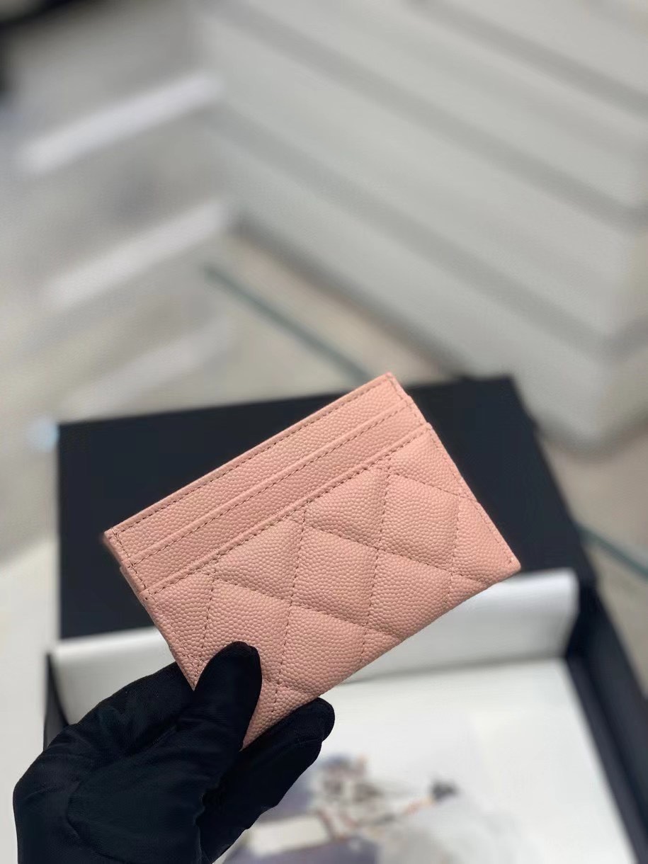 Chanel 22S Card Wallet Caviar Pink Leather with Diamonds