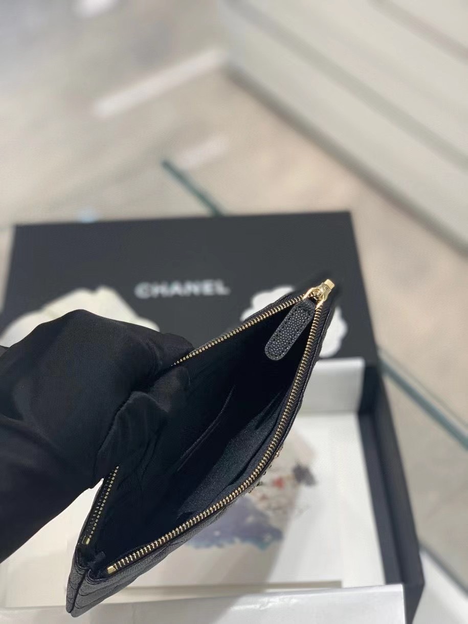 Chanel 22S Clutch Caviar Black Leather with Diamonds