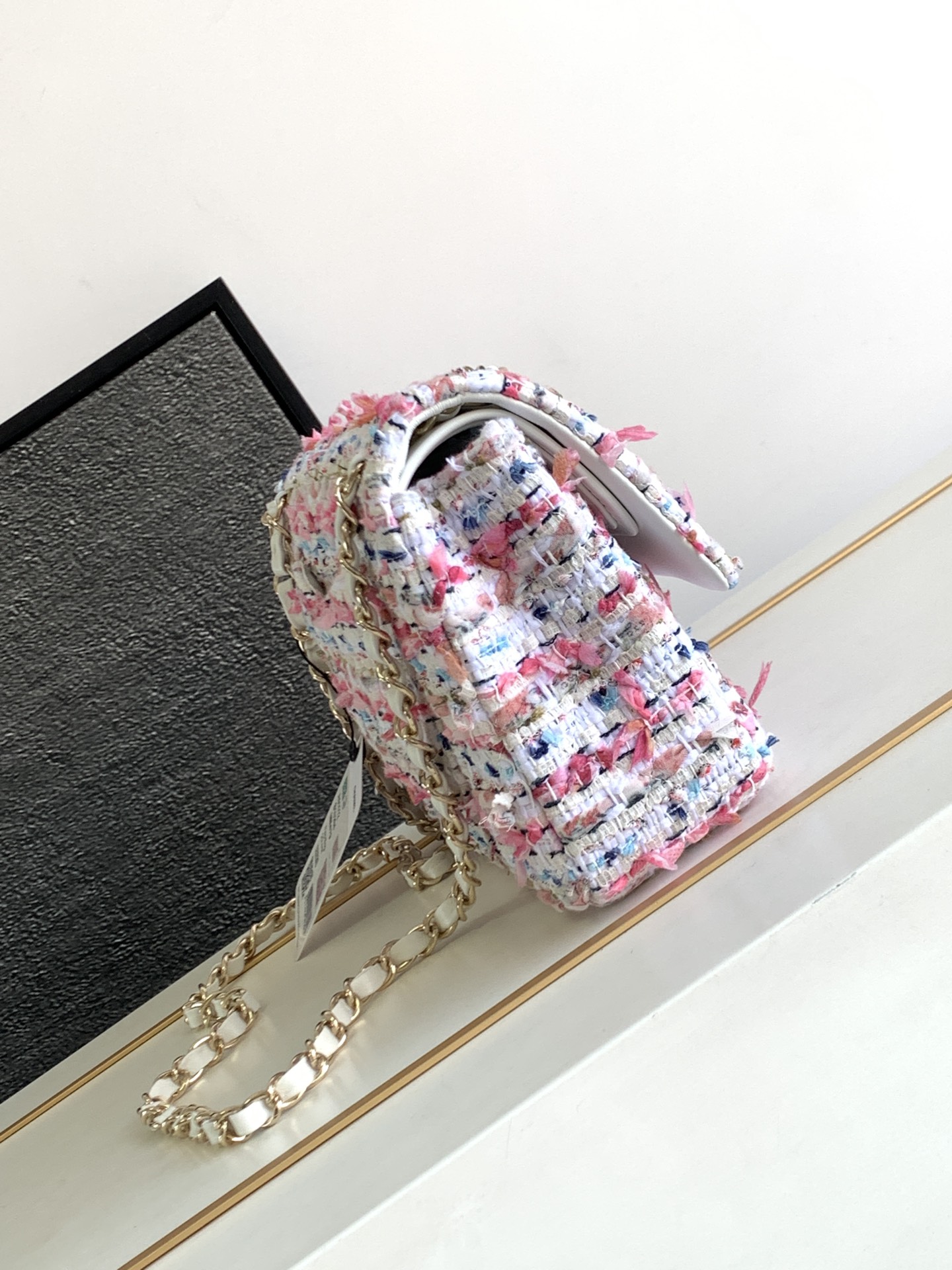 Chanel 23C Chanel Rectangular Flap Bag Multicolor Tweed Light Gold Hardware