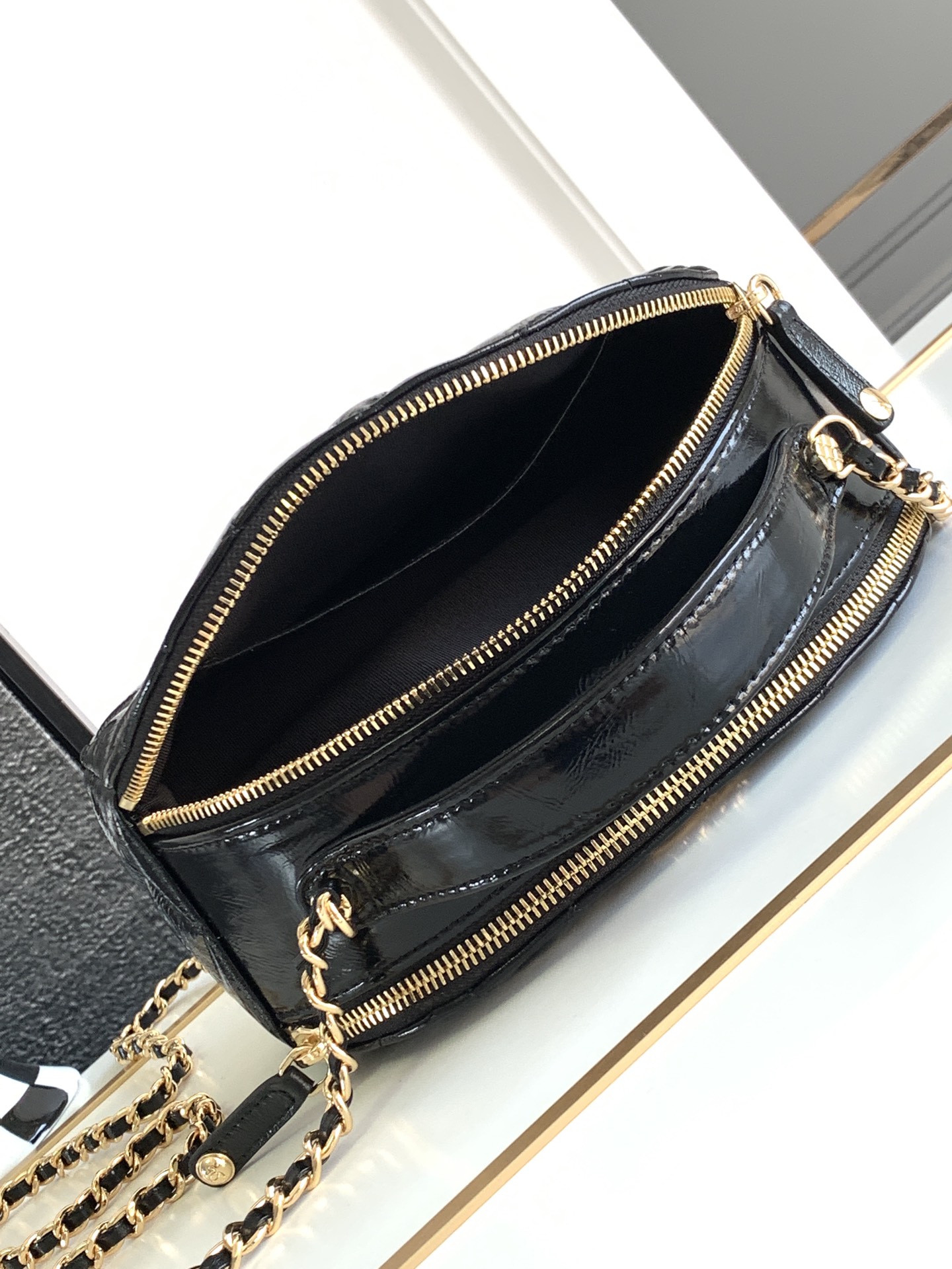 Chanel 23K black Bowling Shiny Bag