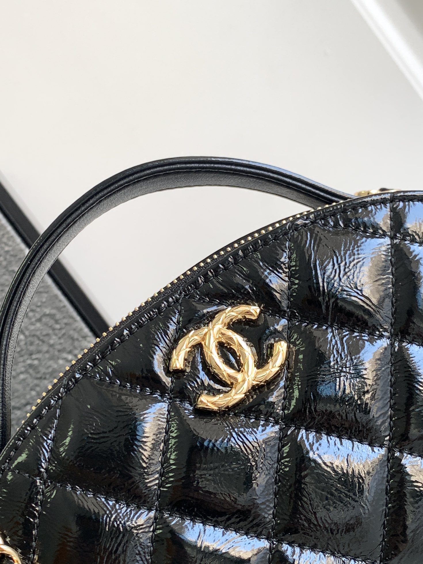 Chanel 23K black Bowling Shiny Bag