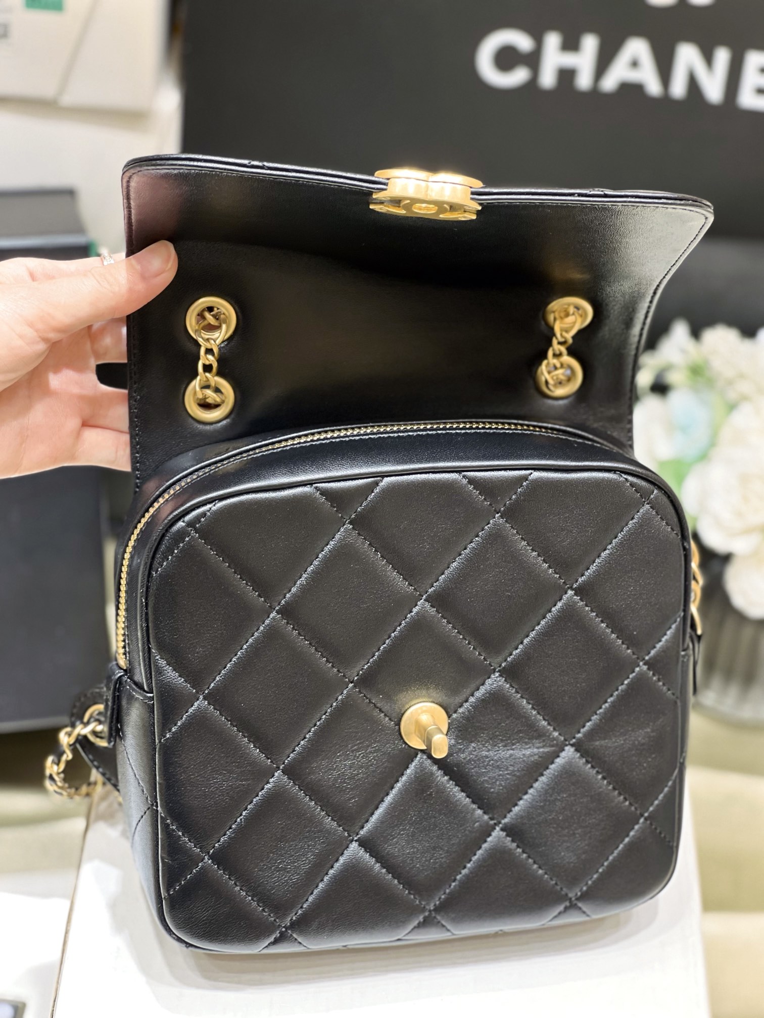 Chanel 23P Ado Backpack Lambskin Black GHW