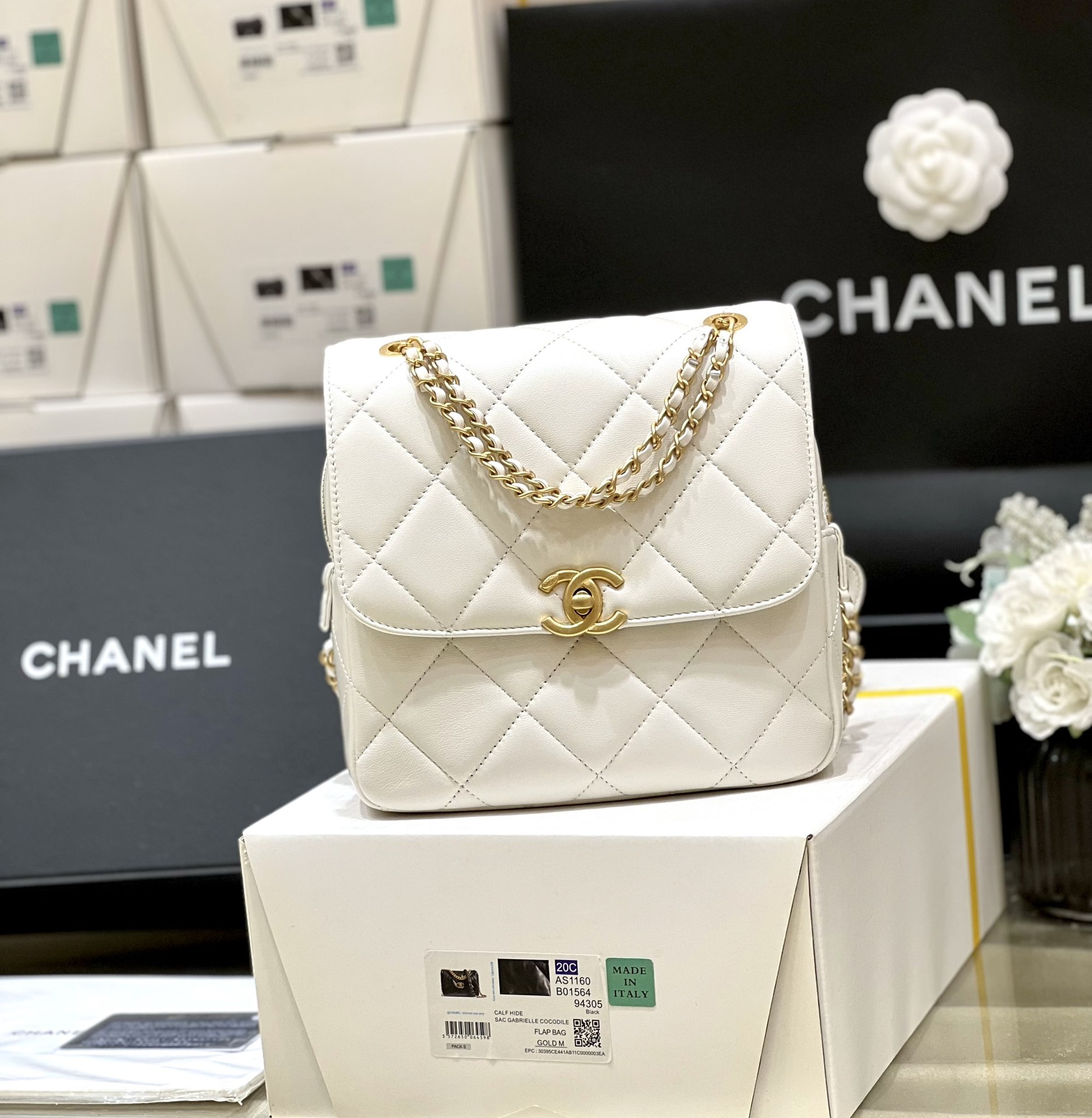 Chanel 23P Ado Backpack Lambskin White GHW