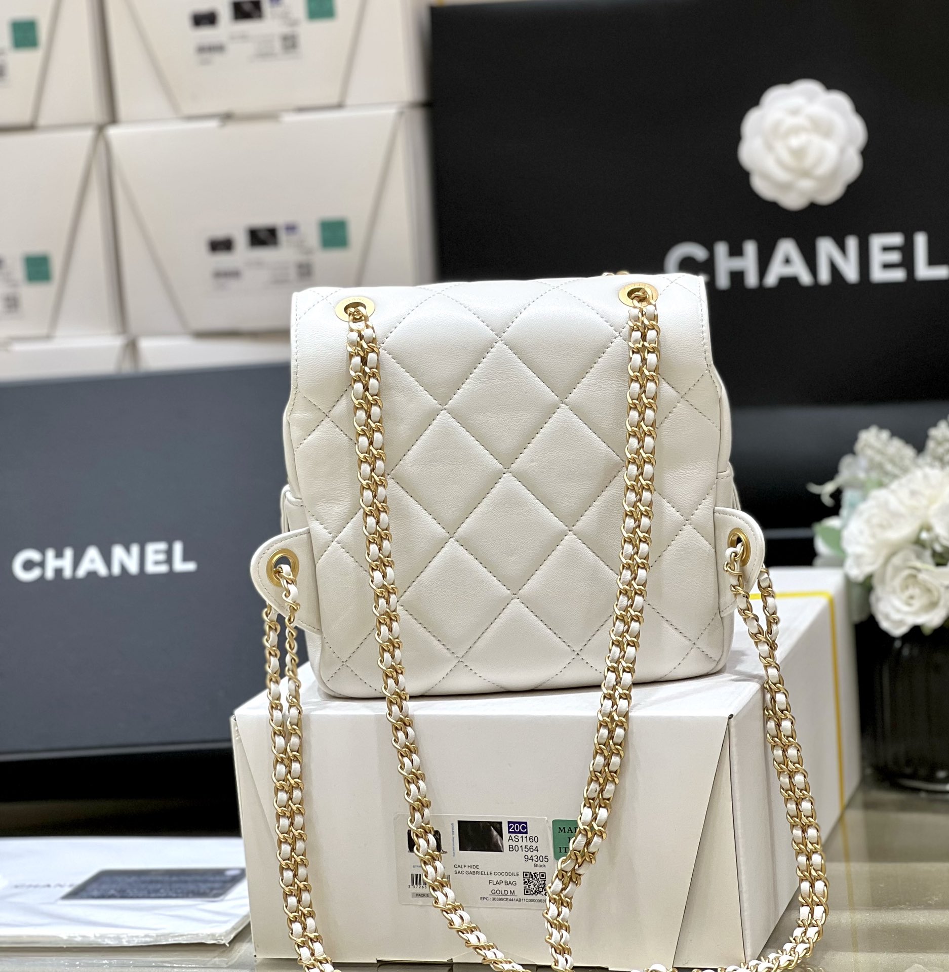 Chanel 23P Ado Backpack Lambskin White GHW