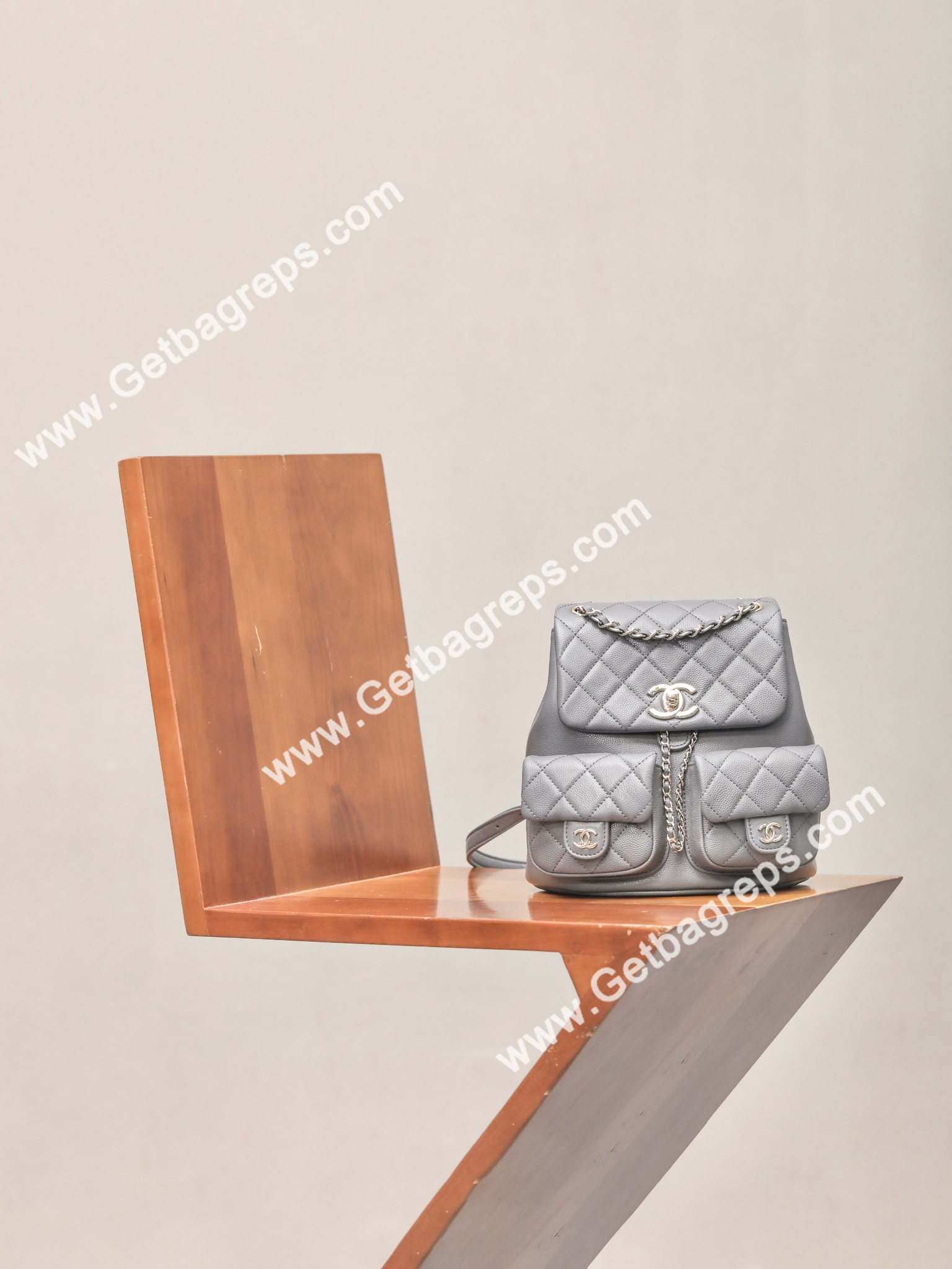 Chanel 23P Backpack Large Haas Leather Grey