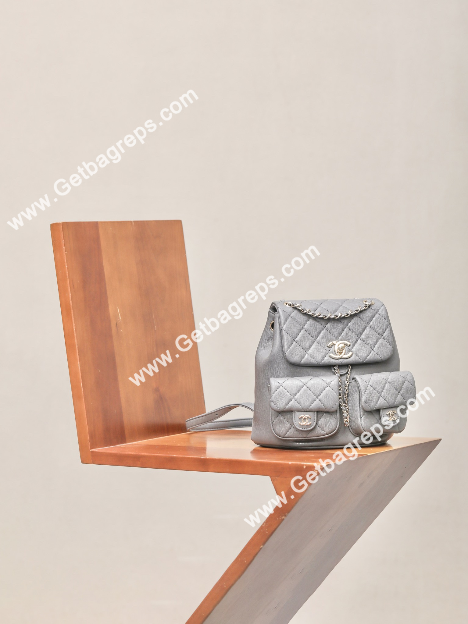 Chanel 23P Backpack Large Haas Leather Grey