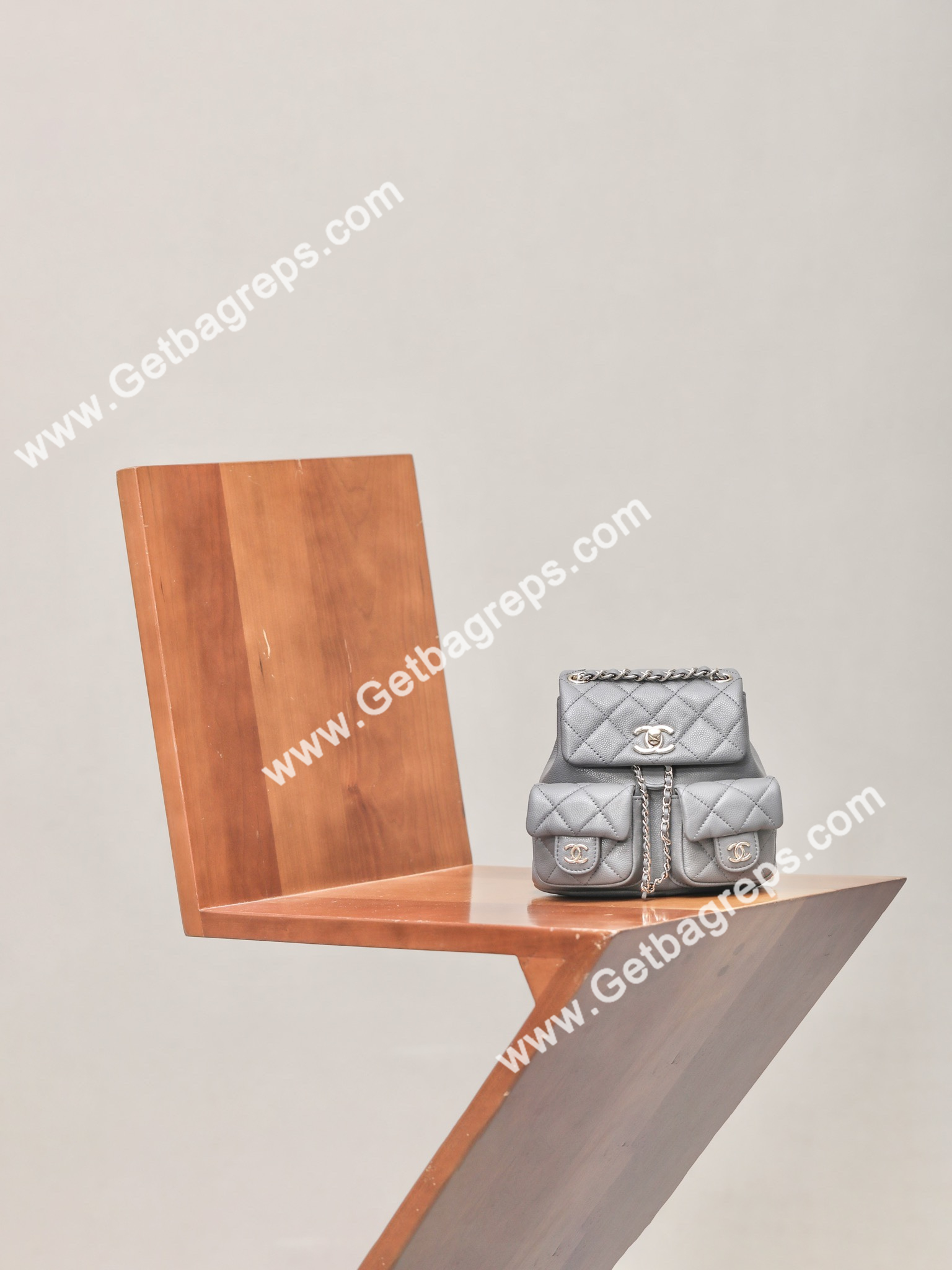Chanel 23P Backpack Small Haas Leather Grey
