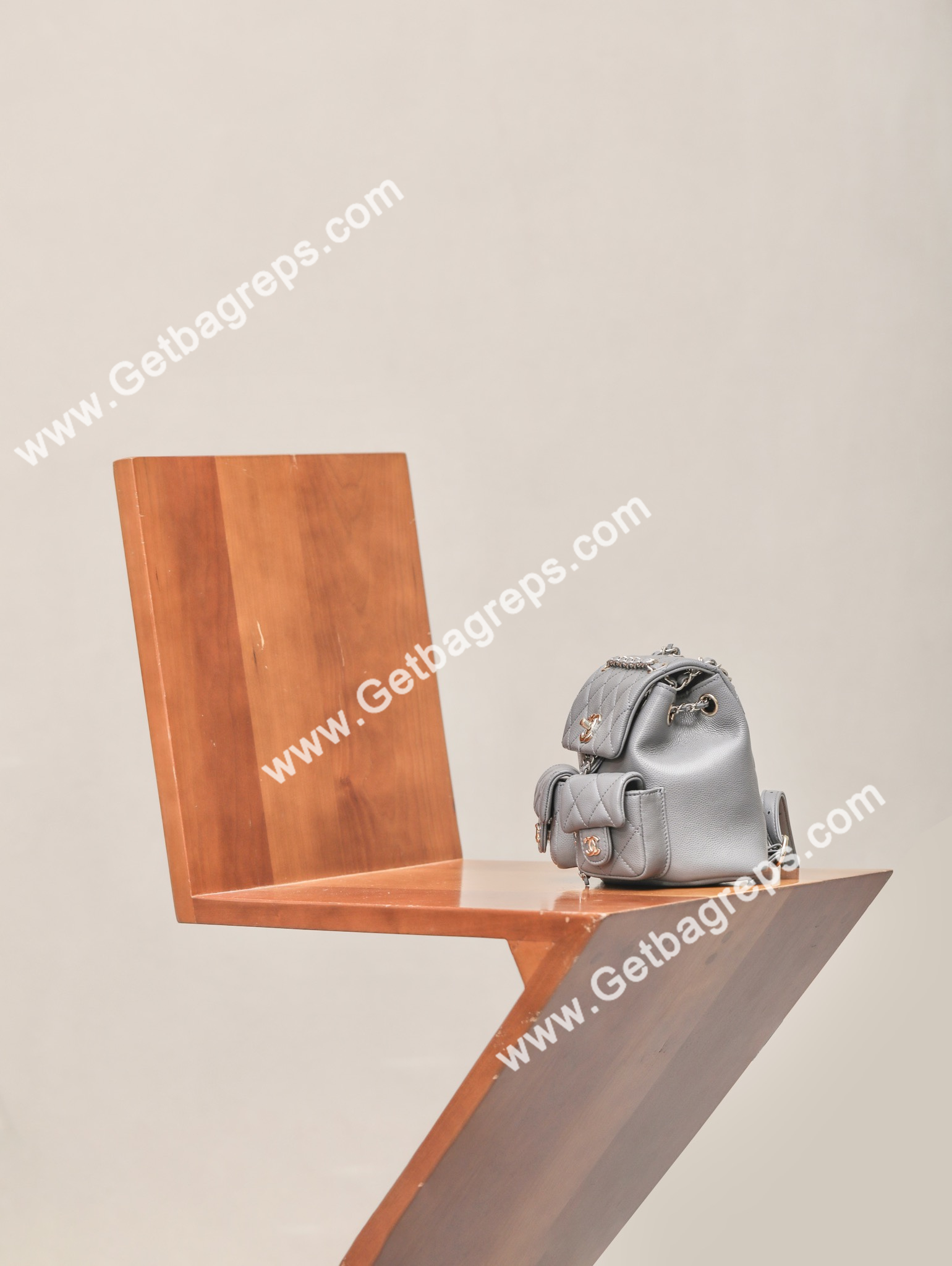 Chanel 23P Backpack Small Haas Leather Grey