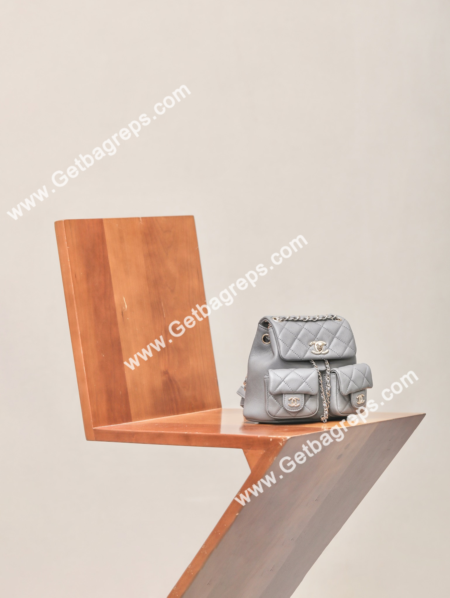Chanel 23P Backpack Small Haas Leather Grey
