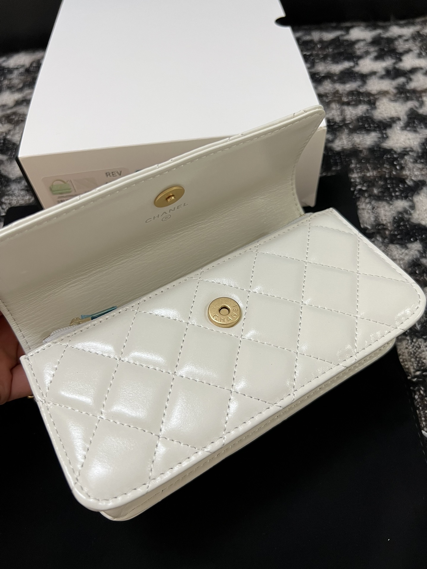 Chanel 23P Small Kelly Top Handle Handbag White with Gradient Color Chain