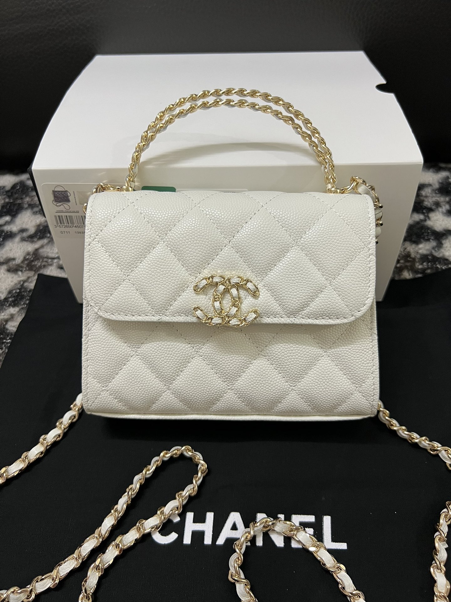 Chanel 23P Small Kelly Top Handle Handbag White