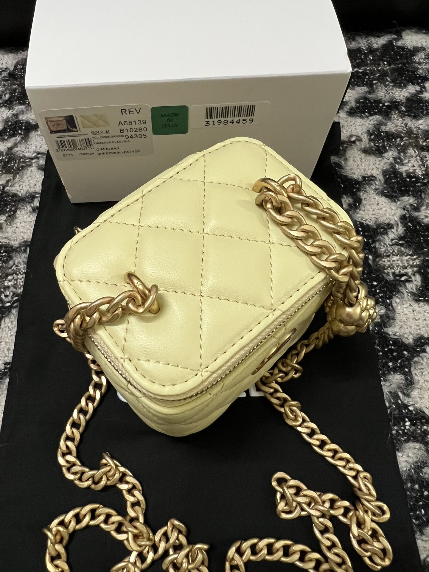 Chanel 23S Mini Box Bag with Adjustable Camellia Chain Yellow