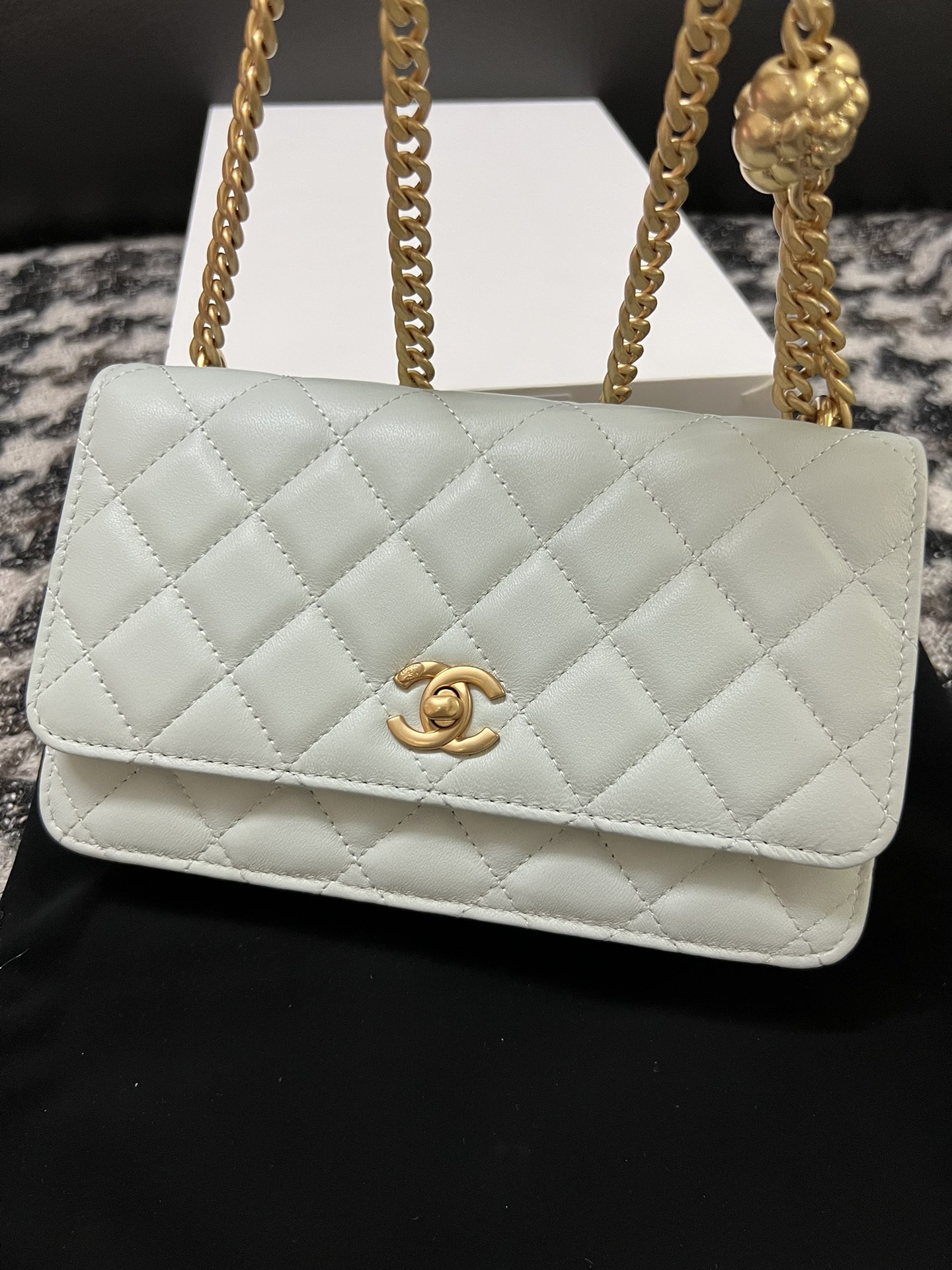 Chanel 23S Woc Wallet On Chain Gray With Adjustable Camellia Buckle