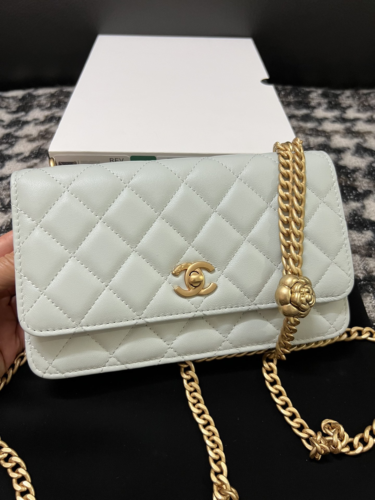 Chanel 23S Woc Wallet On Chain Gray With Adjustable Camellia Buckle