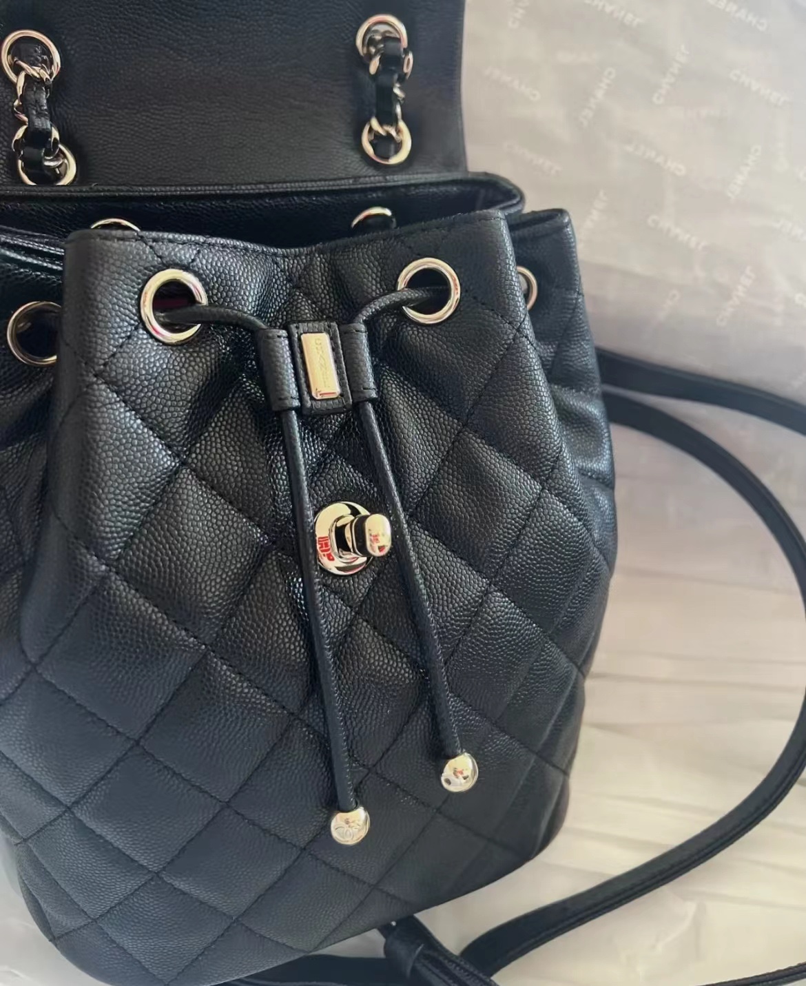 Chanel 23s Backpack Black Leather