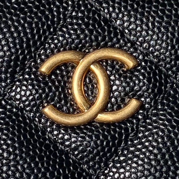 Chanel 24A AP4064 Vanity Case With Mirror Grained Calfskin Metal Black