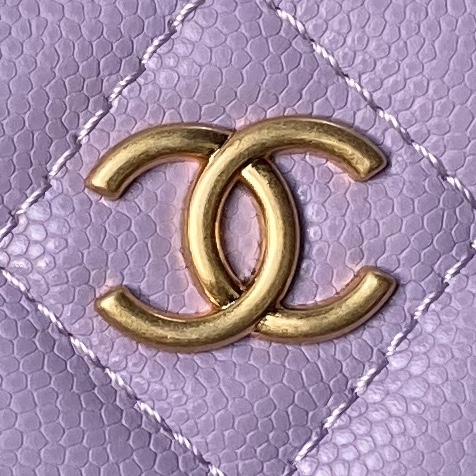 Chanel 24A AP4064 Vanity Case With Mirror Grained Calfskin Metal Purple