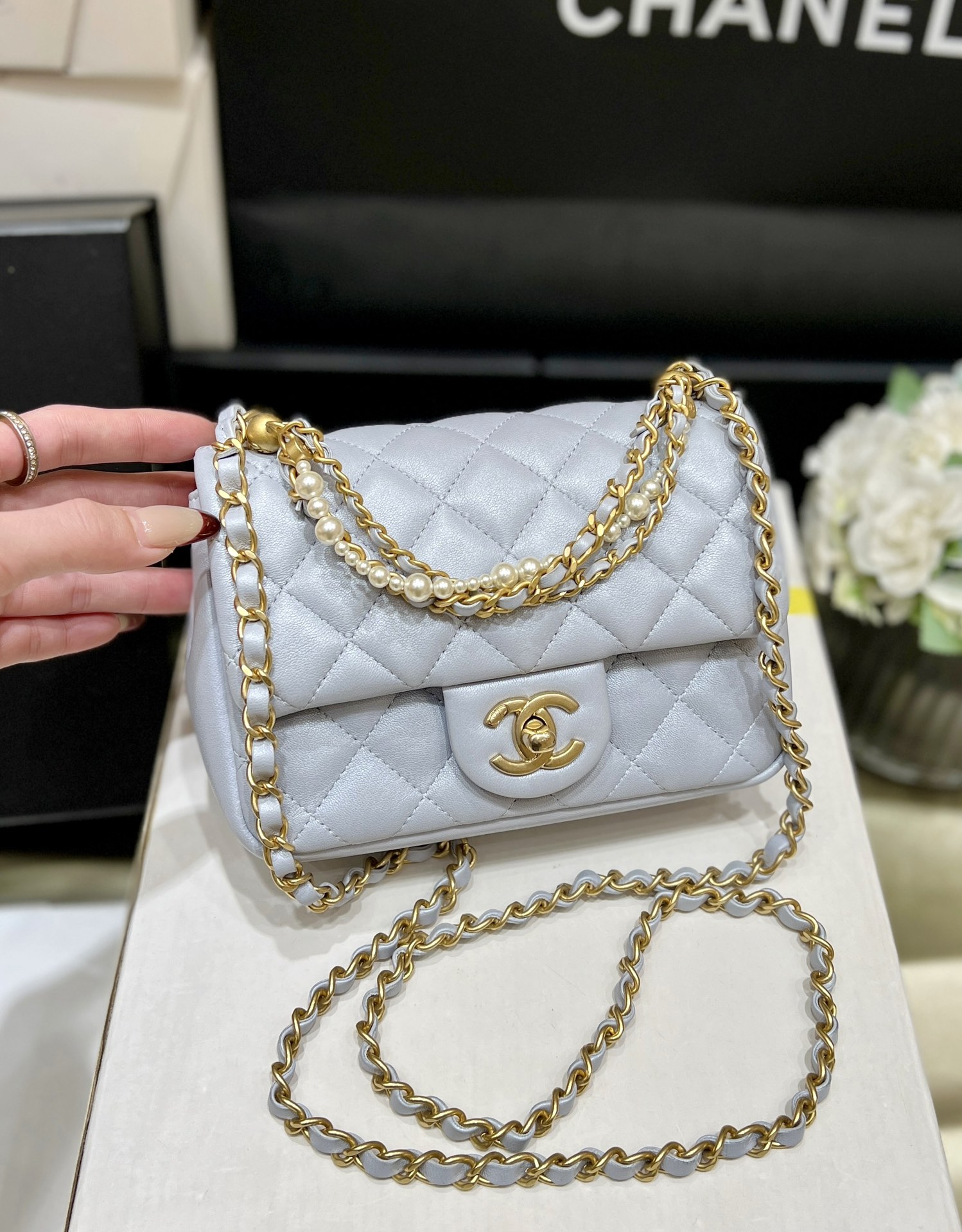 Chanel 24P AS4384 Blue Lambskin