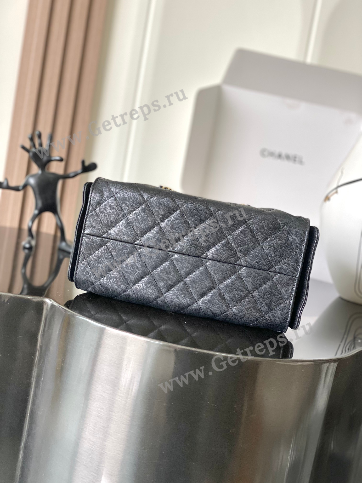 Chanel 25 Hobo Handbag Black Caviar with Gold Hardware