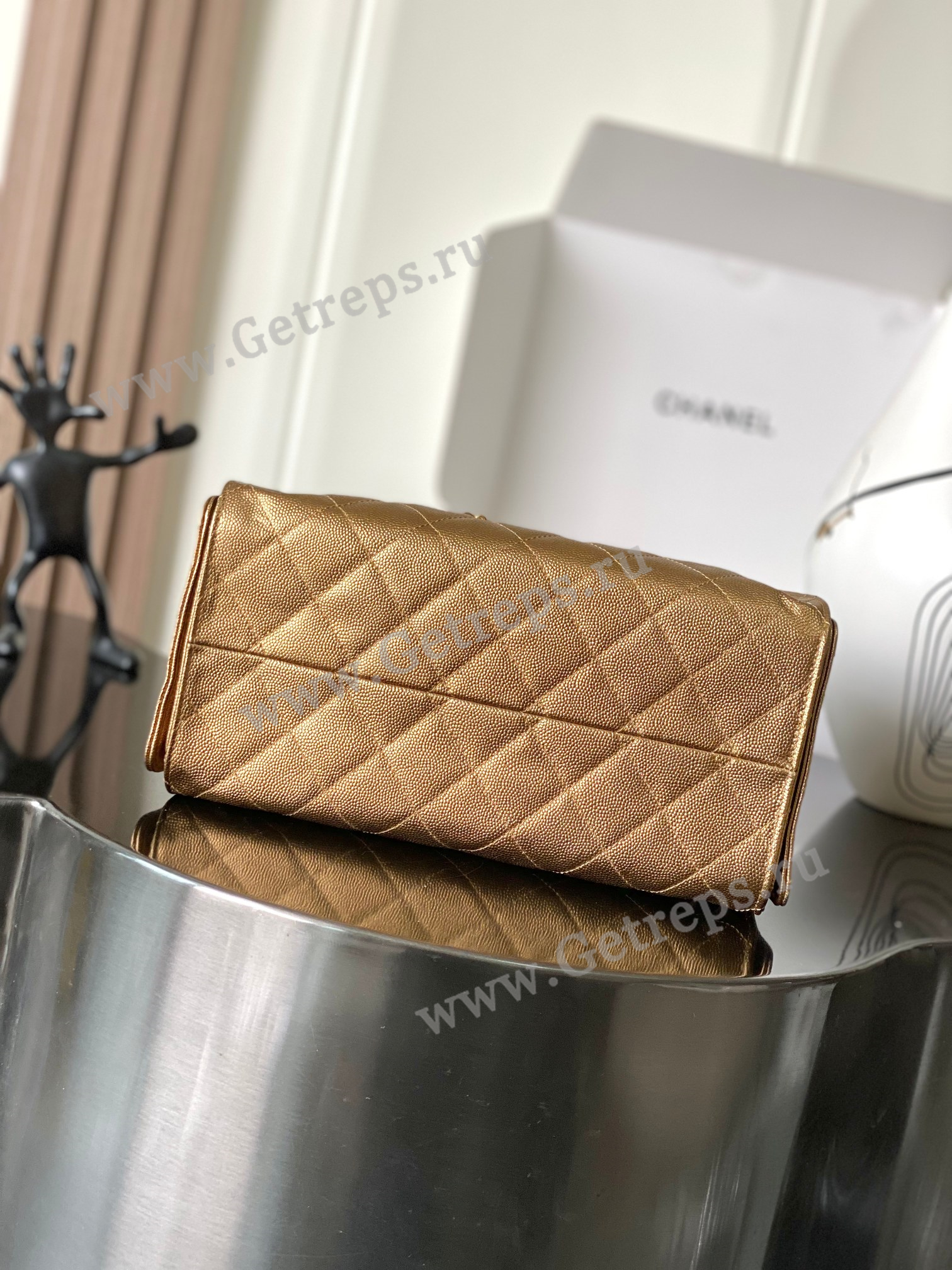 Chanel 25 Hobo Handbag Gold Caviar with Gold Hardware