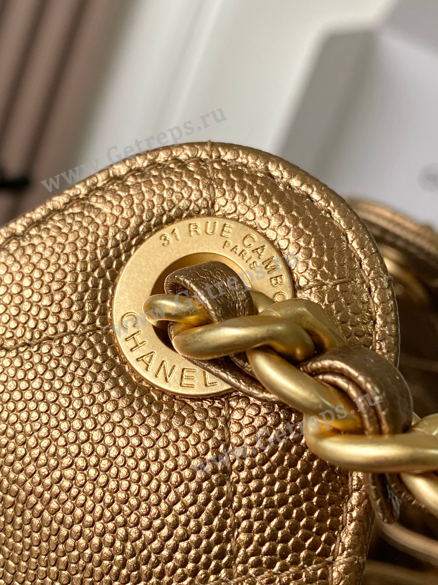 Chanel 25 Hobo Handbag Gold Caviar with Gold Hardware