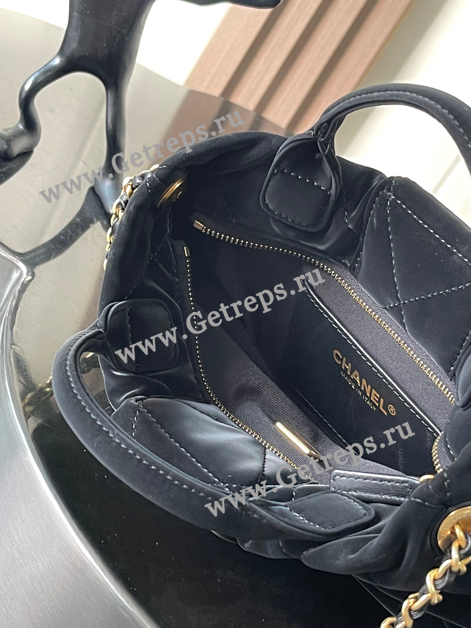 Chanel 25K Mini Bow Bag Velvet-effect Black