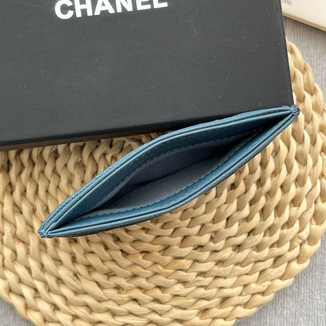 Chanel 84331 Classics Card Wallet Grained Calfskin Blue