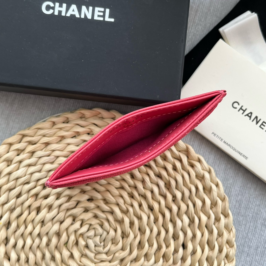 Chanel 84331 Classics Card Wallet Grained Calfskin Rose