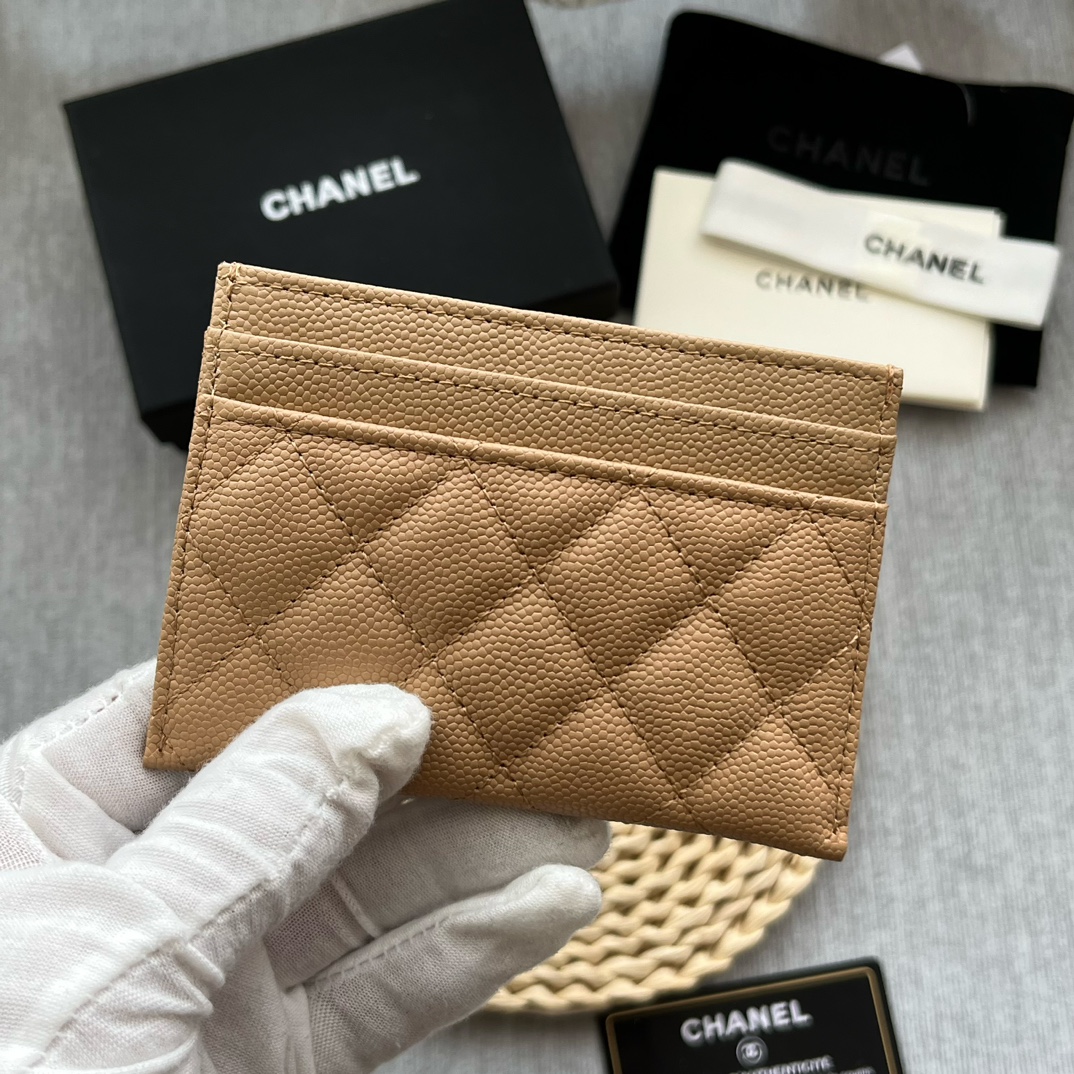 Chanel 84331 Leboy Card Wallet Grained Calfskin Beige