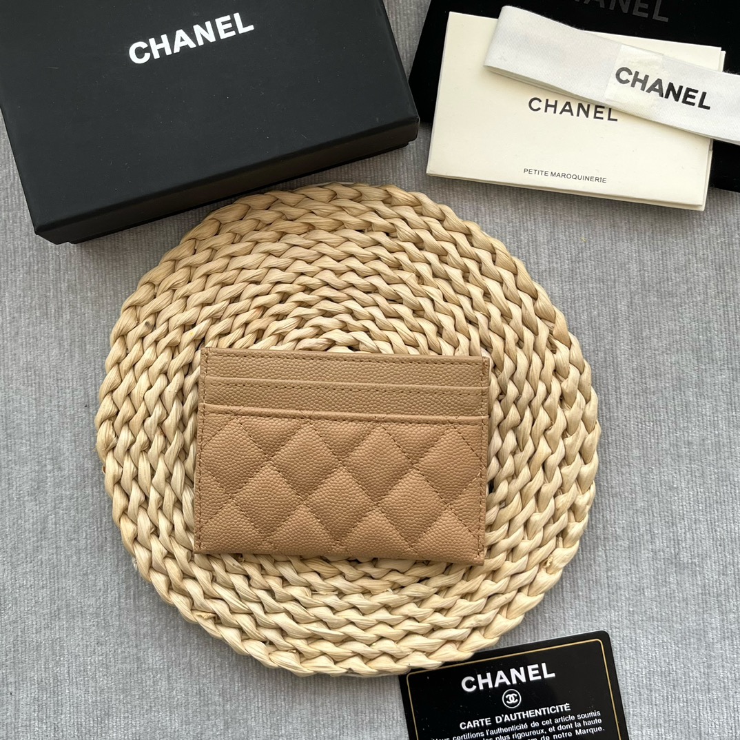 Chanel 84331 Leboy Card Wallet Grained Calfskin Beige