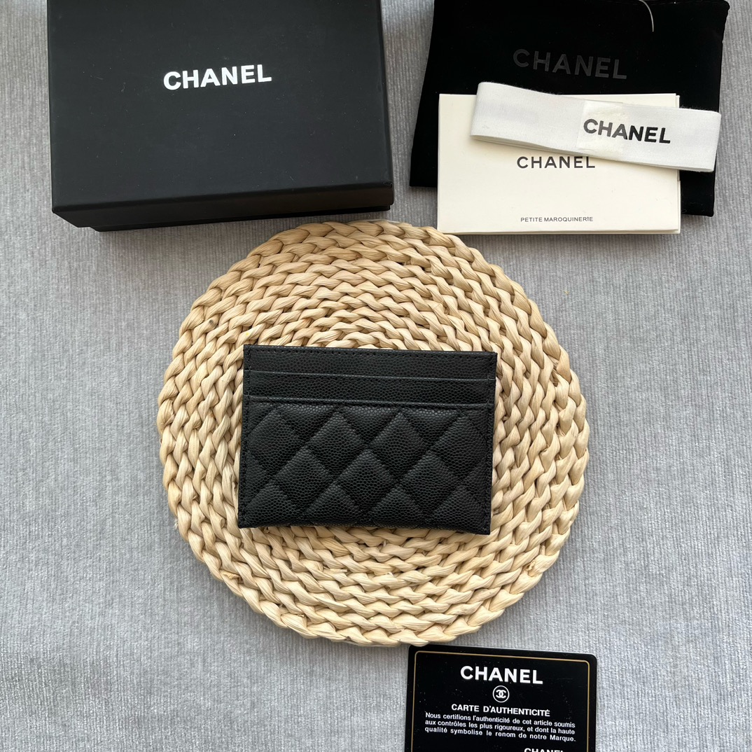 Chanel 84331 Leboy Card Wallet Grained Calfskin Black