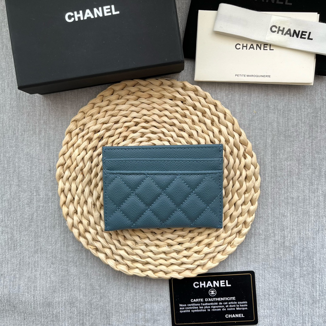 Chanel 84331 Leboy Card Wallet Grained Calfskin Blue