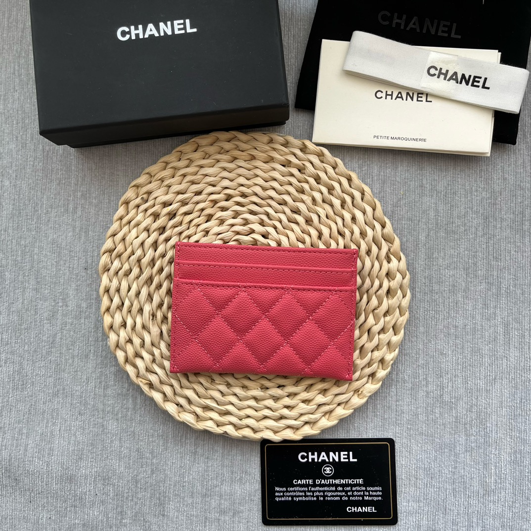 Chanel 84331 Leboy Card Wallet Grained Calfskin Red