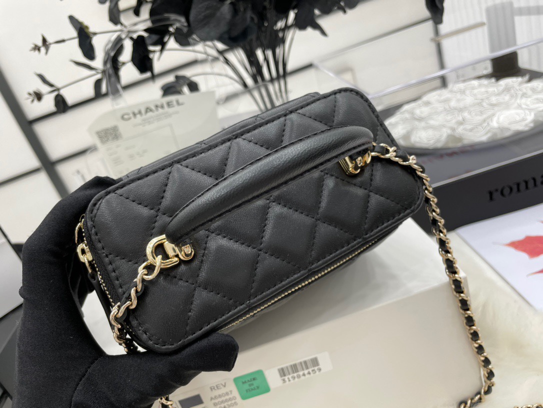 Chanel A68087 Black Vanity Case with Chain