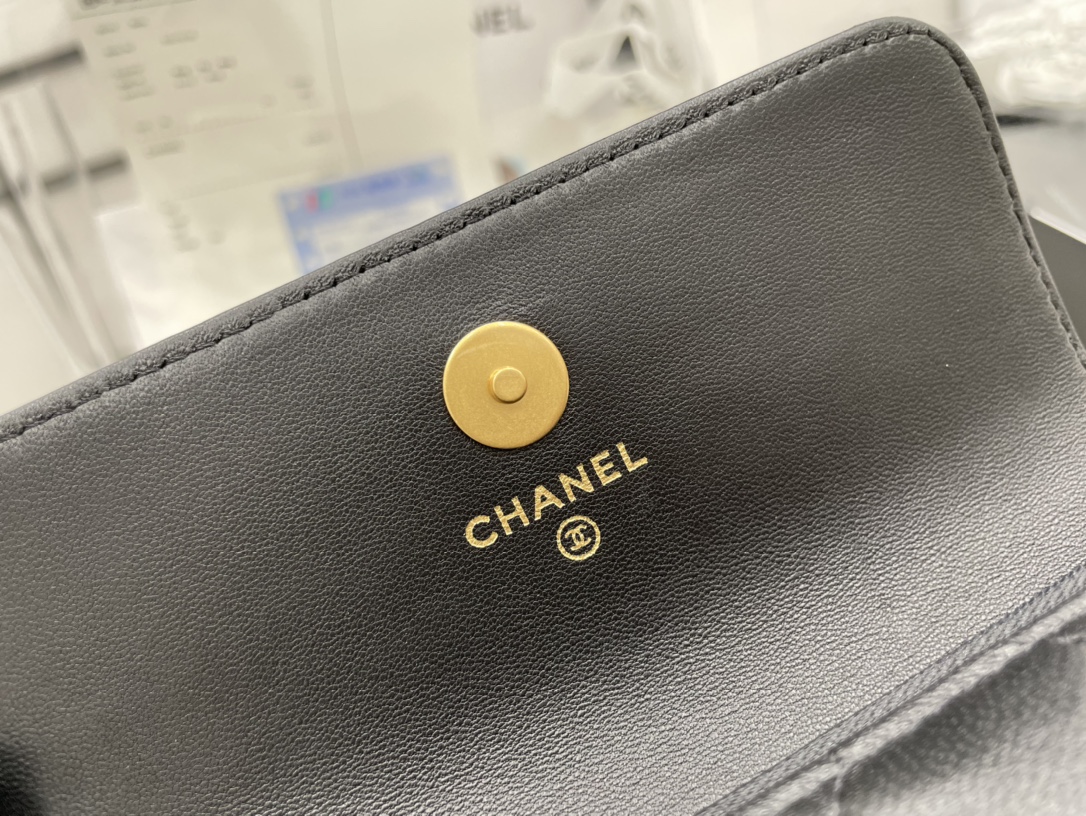 Chanel A68098 Mini Flap Bag Lambskin Black With Gold