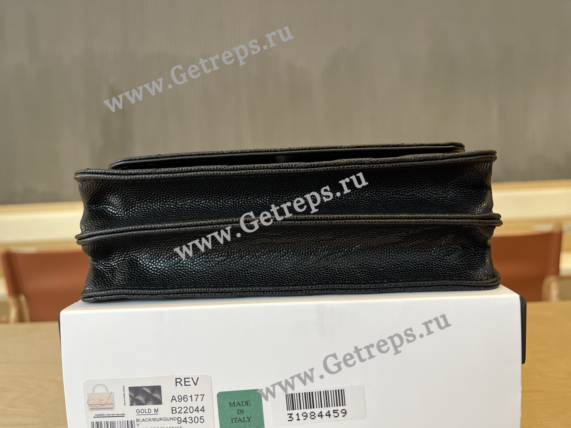 Chanel A96177 Handle WOC Wallet On Chain Gold Hardware Black Quilted Grained Calfskin