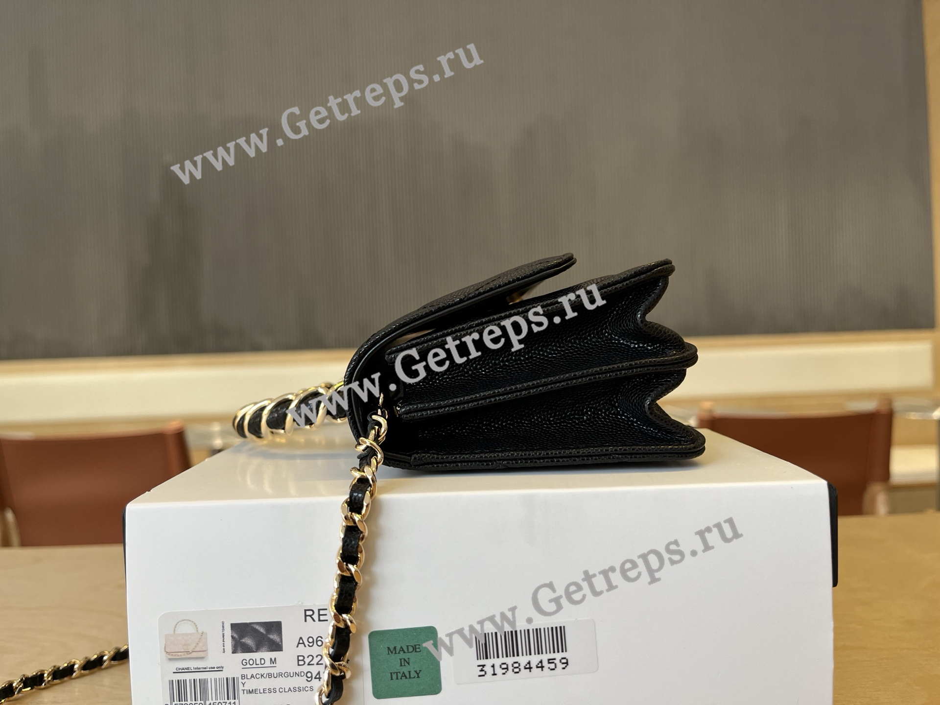 Chanel A96177 Handle WOC Wallet On Chain Gold Hardware Black Quilted Grained Calfskin