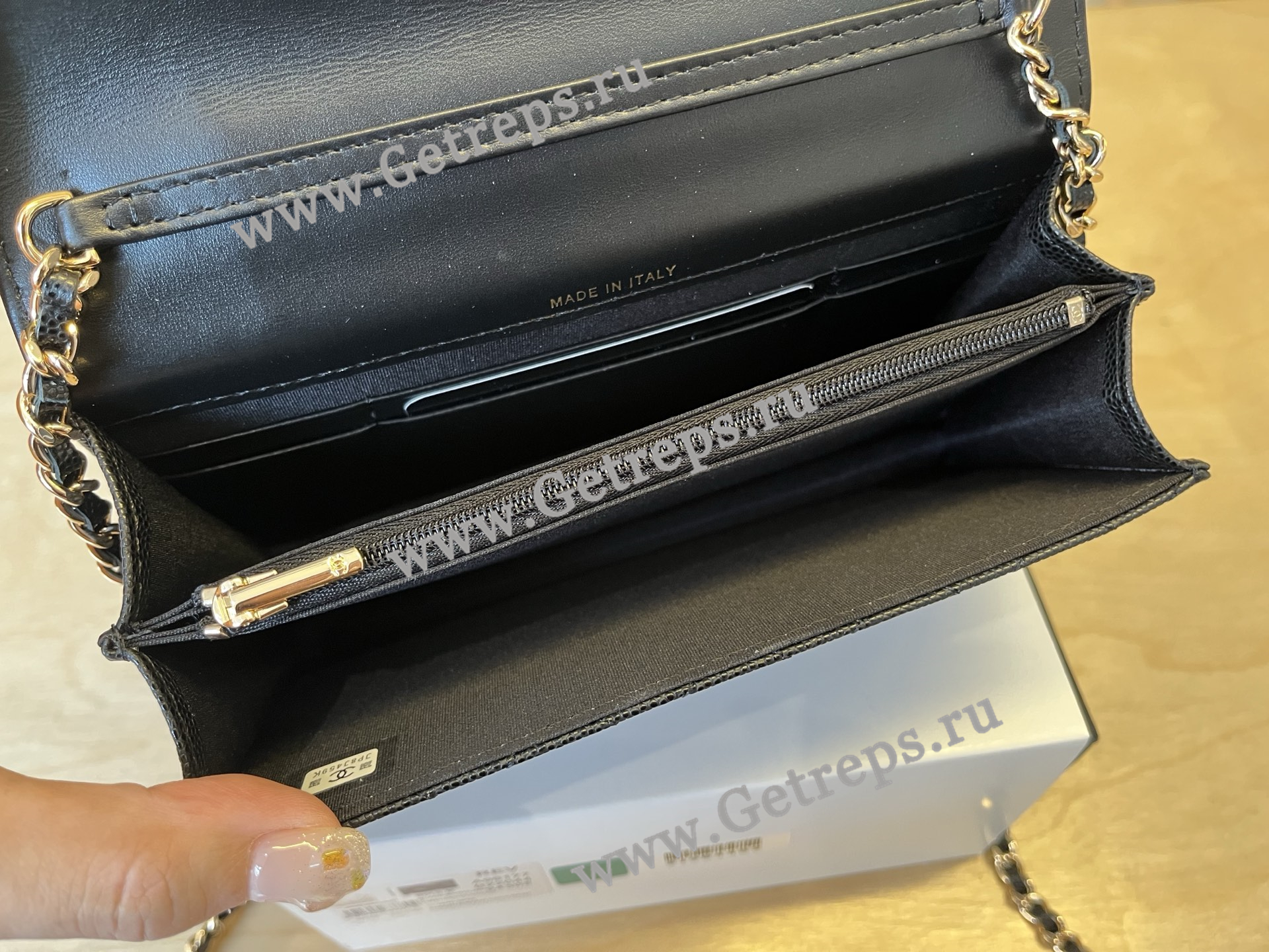 Chanel A96177 Handle WOC Wallet On Chain Gold Hardware Black Quilted Grained Calfskin