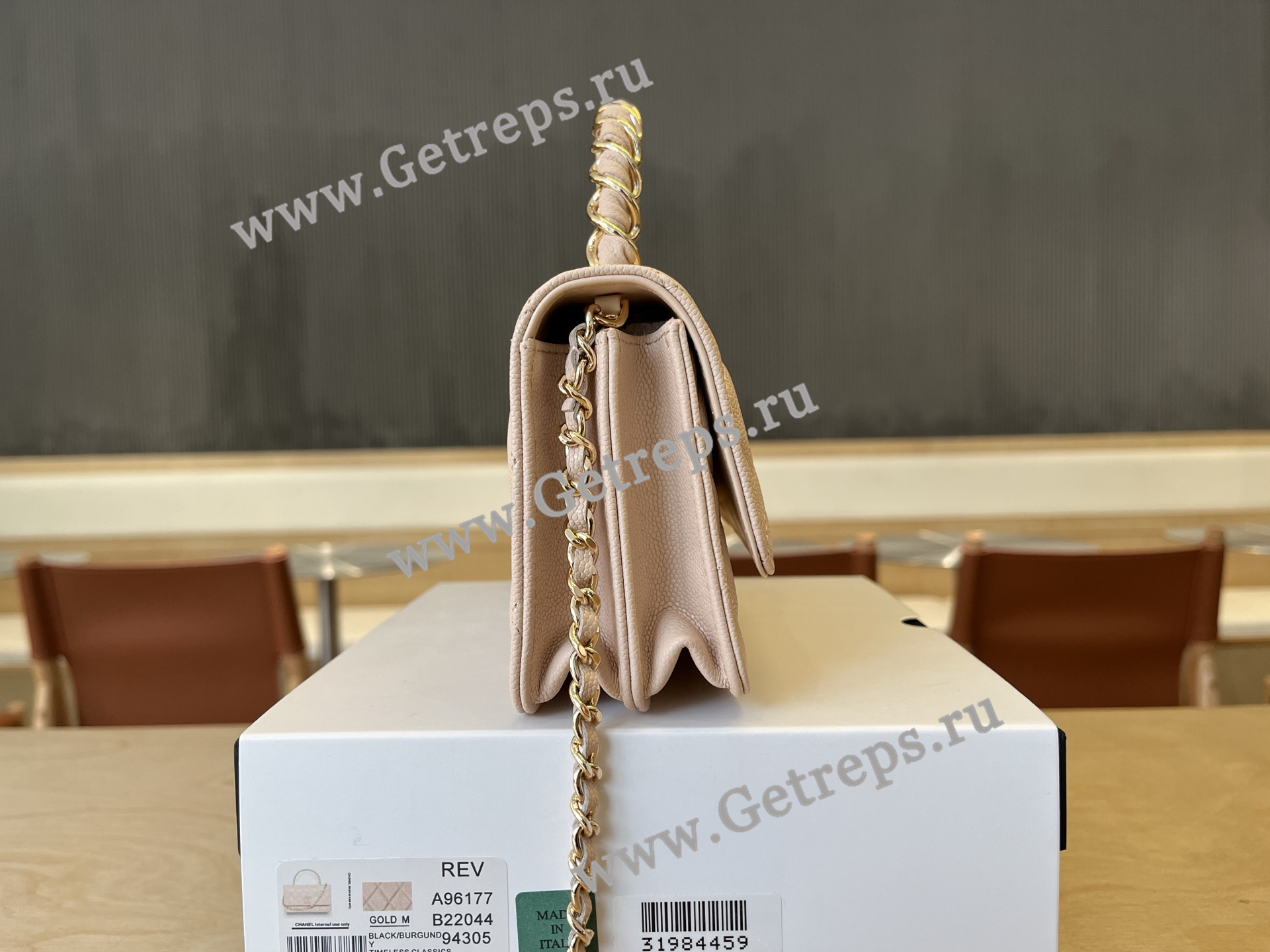 Chanel A96177 Handle WOC Wallet On Chain Gold Hardware Light Pink Quilted Grained Calfskin