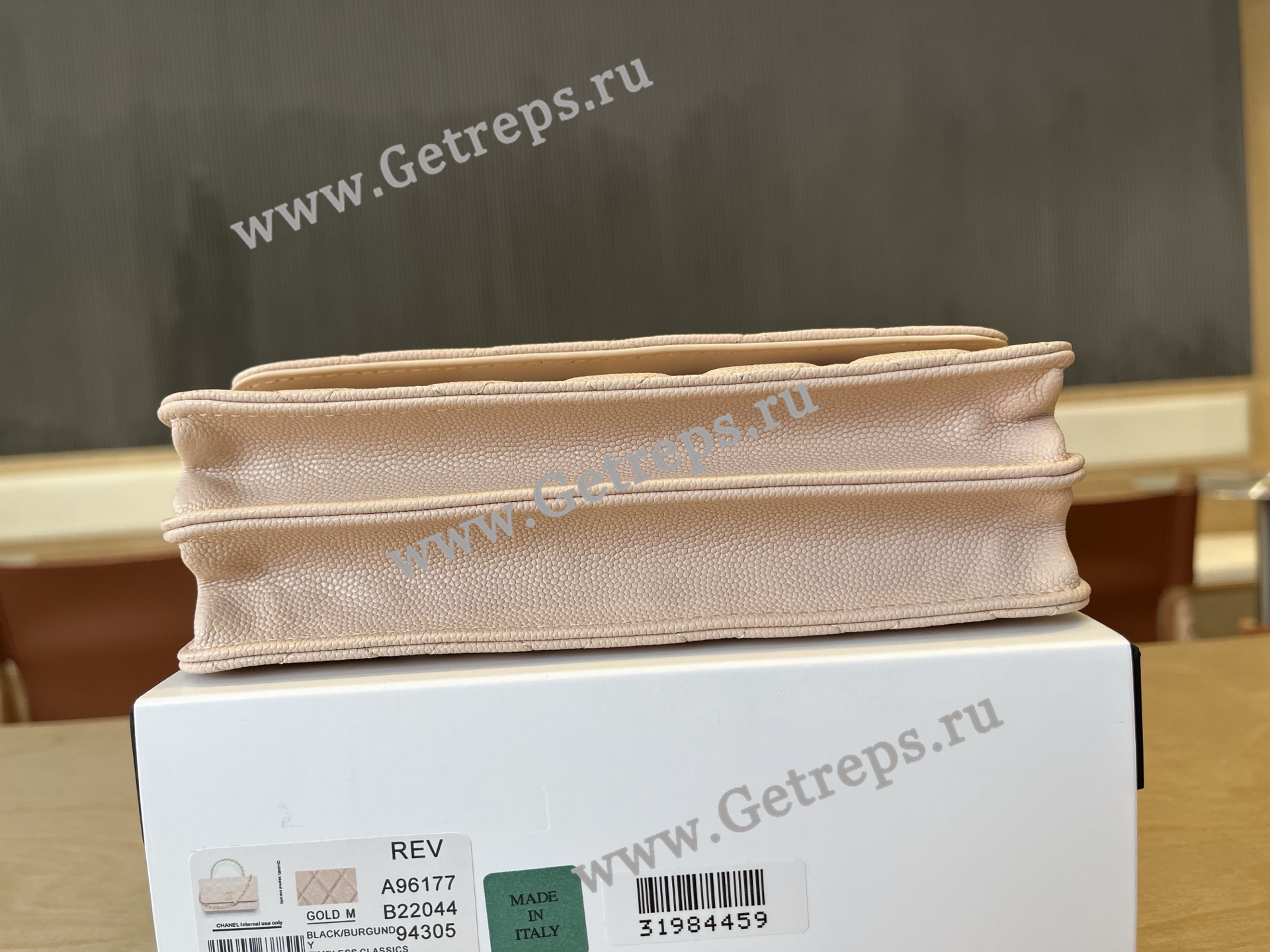 Chanel A96177 Handle WOC Wallet On Chain Gold Hardware Light Pink Quilted Grained Calfskin