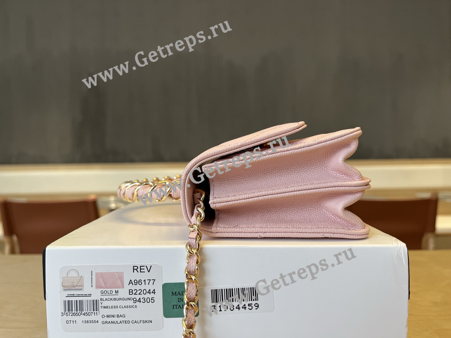 Chanel A96177 Handle WOC Wallet On Chain Gold Hardware Pink Quilted Grained Calfskin