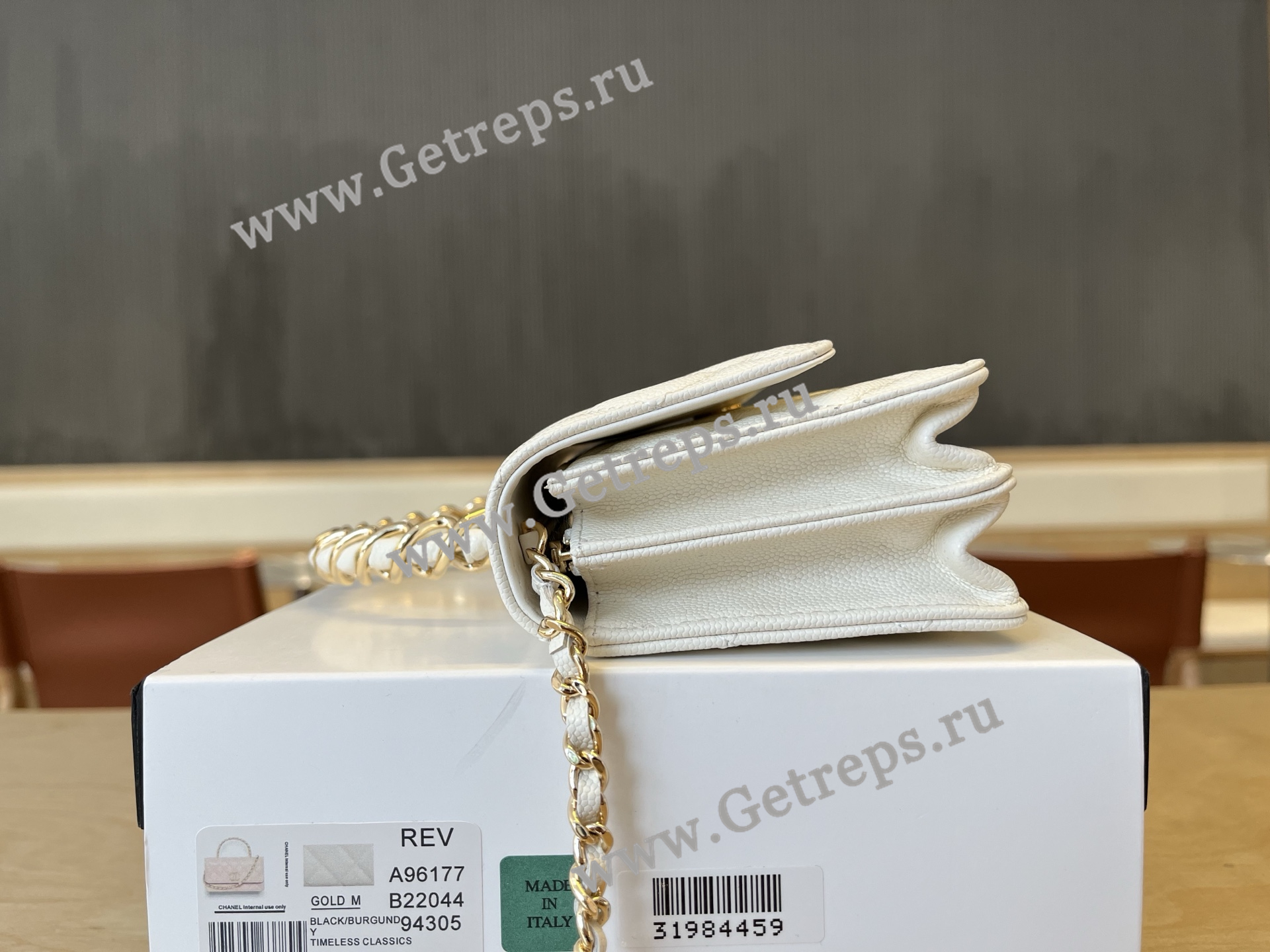 Chanel A96177 Handle WOC Wallet On Chain Gold Hardware White Quilted Grained Calfskin