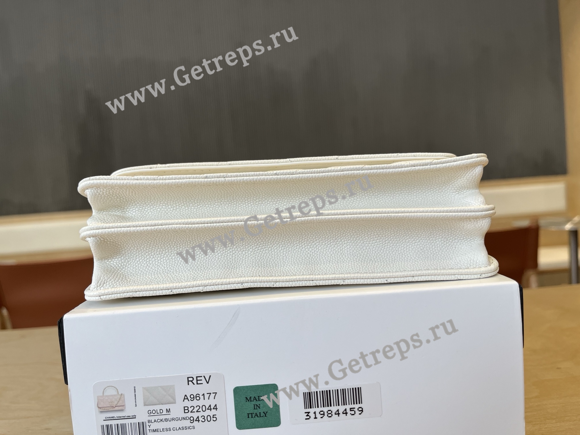 Chanel A96177 Handle WOC Wallet On Chain Gold Hardware White Quilted Grained Calfskin