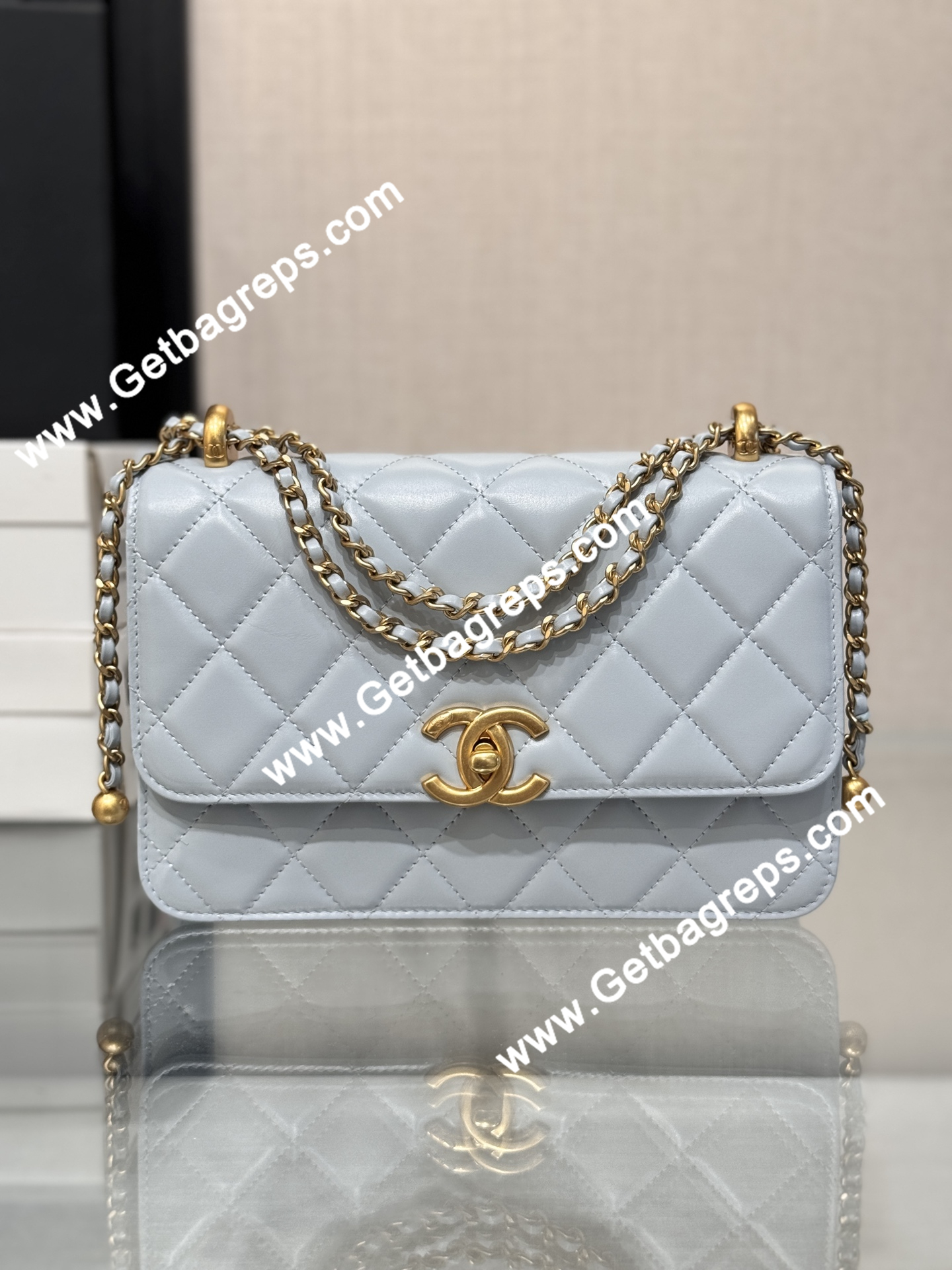 Chanel AP2649 Wallet on Chain Light Blue
