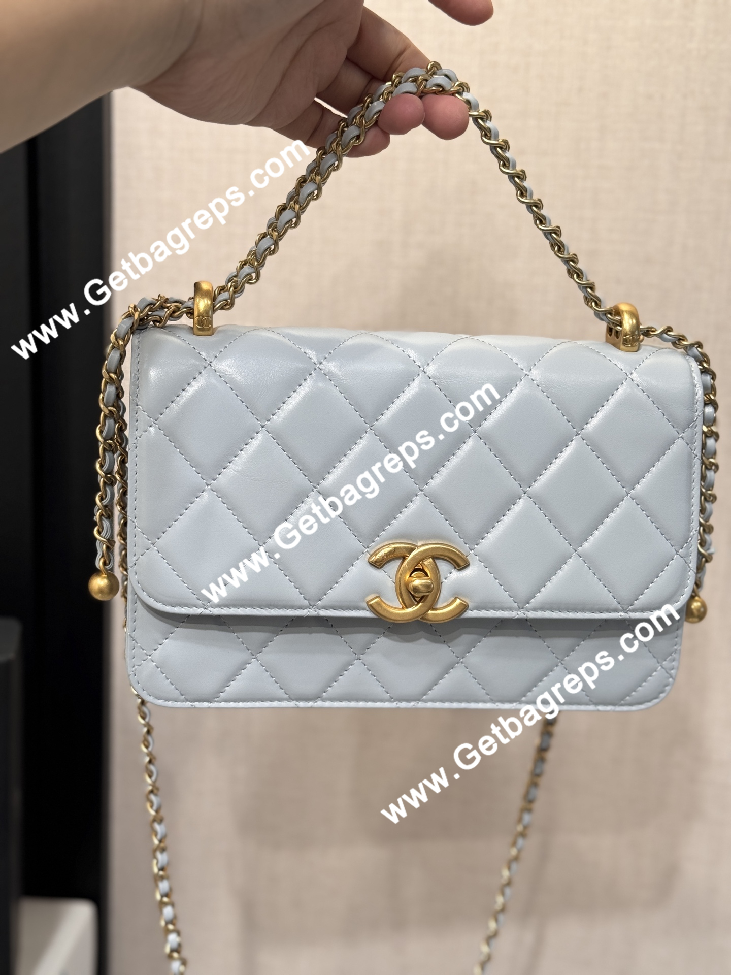 Chanel AP2649 Wallet on Chain Light Blue